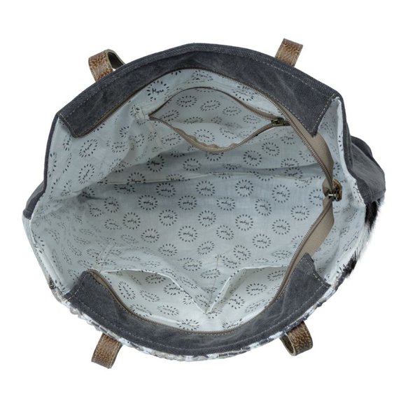 Myra Bag Handmade Felicity Backpack Upcycled Canvas & Cowhide Leather - Picture 5 of 7